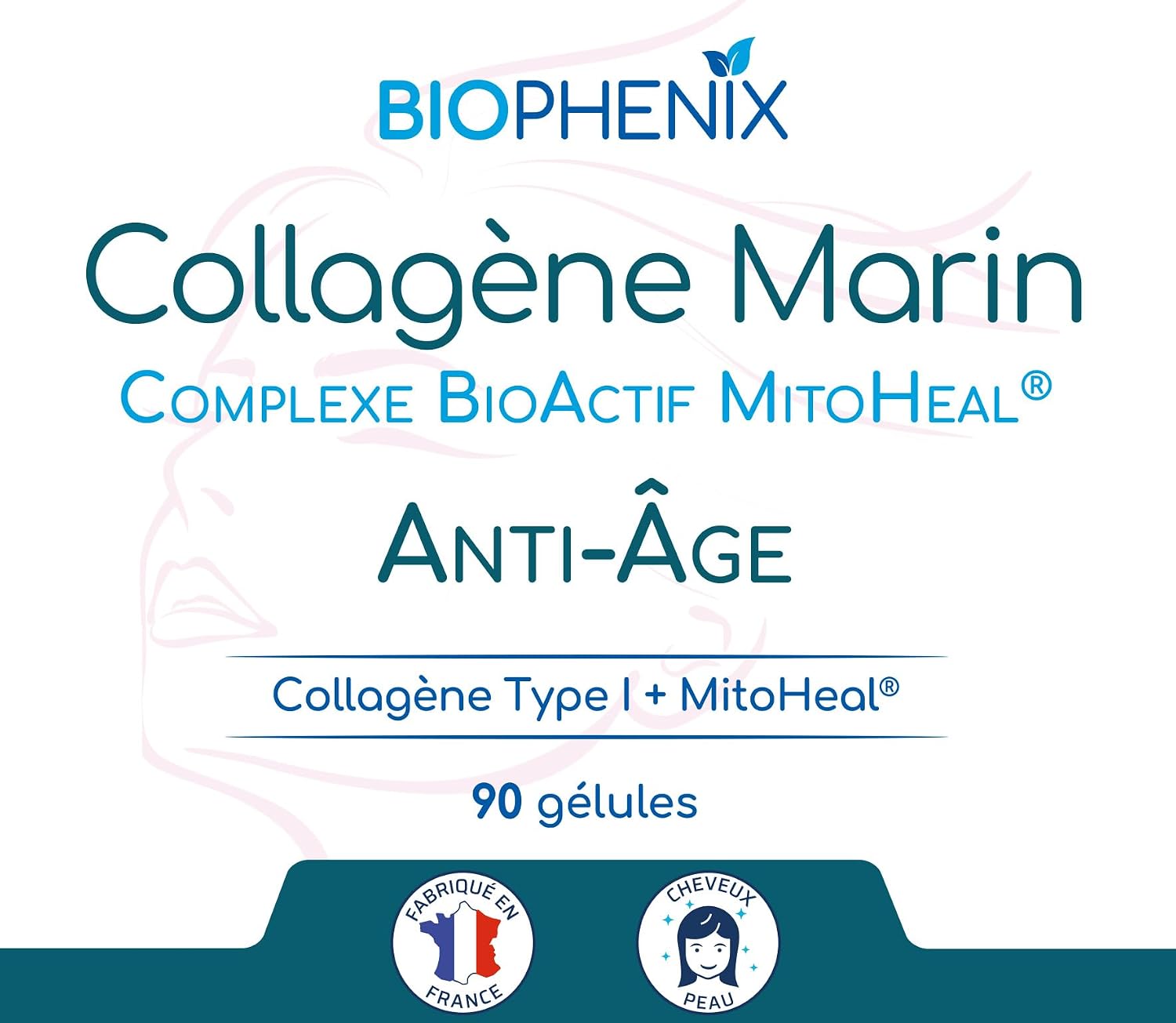 Collagène Marin + Complexe BioActif MitoHeal® 90 Gélules Végétales - Anti-Âge - Antioxydant - Peau Hydratée - Peptides de Collagène Type I Peptan® - Riche en Polyphénols (Lot de 5) 90 unité (Lot de 5)