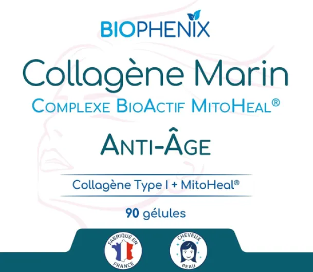 Collagène Marin + Complexe BioActif MitoHeal® 90 Gélules Végétales - Anti-Âge - Antioxydant - Peau Hydratée - Peptides de Collagène Type I Peptan® - Riche en Polyphénols (Lot de 5) 90 unité (Lot de 5)