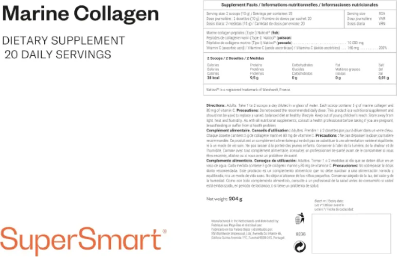 Collagène Marin Type I (Hydrolysé) - Breveté - Sans Gluten - SuperSmart