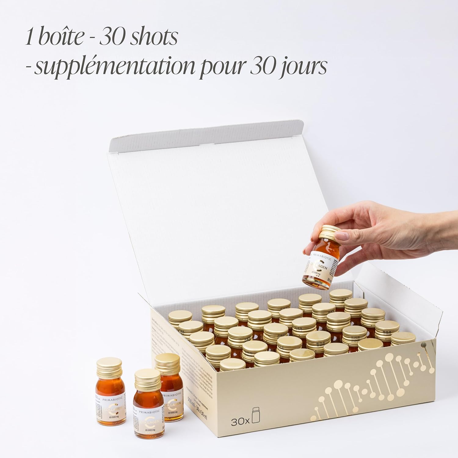 Collagène à Boire – Primabiotic Collagen 10 000 mg - 60 Flacons de 30 ml (1800 ml) - Complément Boisson Premium pour la Beauté - Soutien pour la Peau, les Cheveux et les Articulations