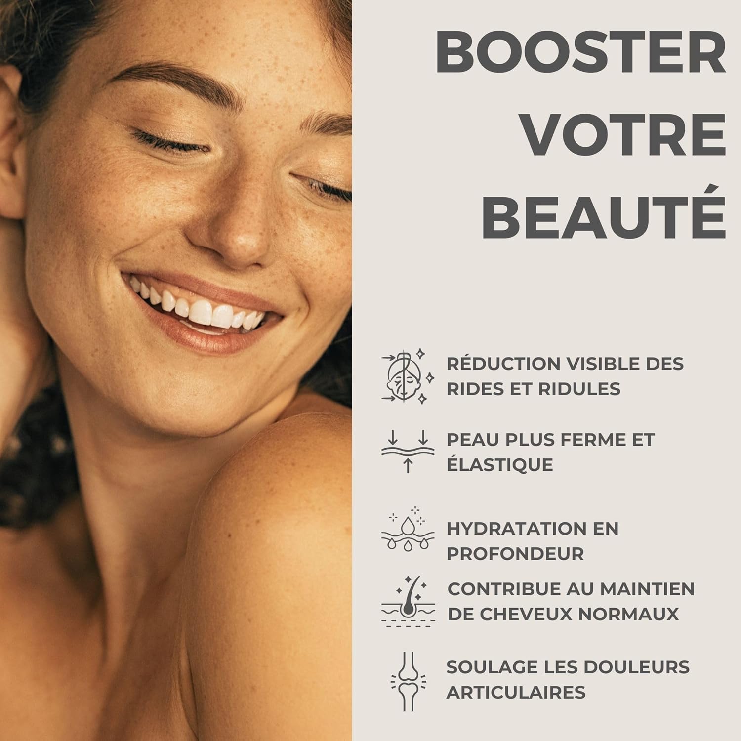 Collagène marin hydrolysé en poudre (430g), 10 g par jour, Peptide de collagène type 1 et 3 breveté, Enrichie en Acide Hyaluronique + Q10 + vitamine C + Zinc + Biotine, Peau Hydratée & Articulations