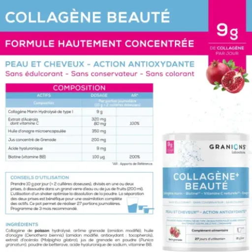 Test Granions Collagène +Beauté Grenade : le collagène marin qui fait le job sans chichis