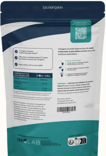 INOLAB Collagene Marin poudre & Acide Hyaluronique & Acérola Bio - Collagène marin Français Breveté 2000 Da - - Arôme Naturel Café - 45 Doses de 5,38 g/jour Cafe