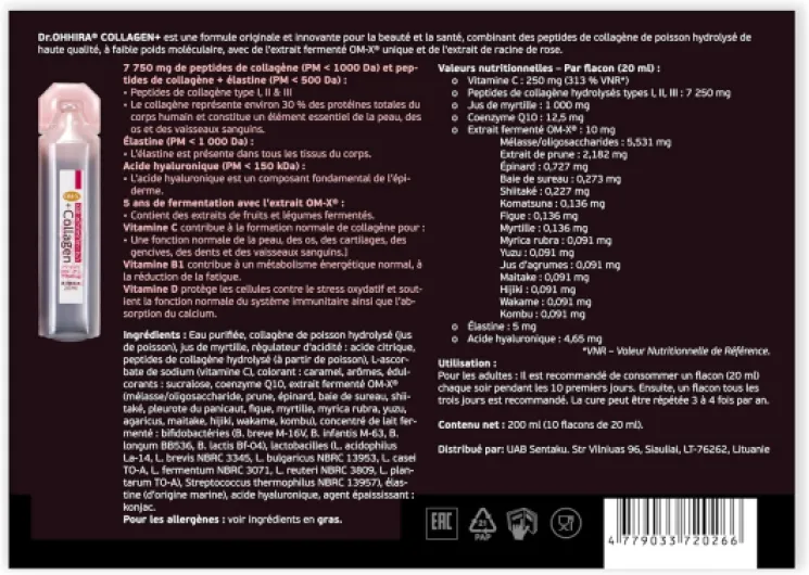 Collagen+ - Complément Alimentaire de Collagène Marin Liquide pour Femmes - Peptides de Collagène Hydrolysé Types I, II, III avec OM-X® et Acide Hyaluronique (200 ml – Pack de 10 fioles)