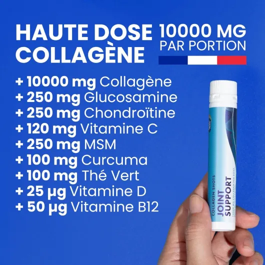 10 000 mg Collagène Liquide Articulations 20 x 25 ml Types 1 2 3 Glucosamine MSM Chondroïtine Curcuma Arôme Naturel Sans Sucre pour Homme et Femme Joint Support Shots 20 shots x 25ml