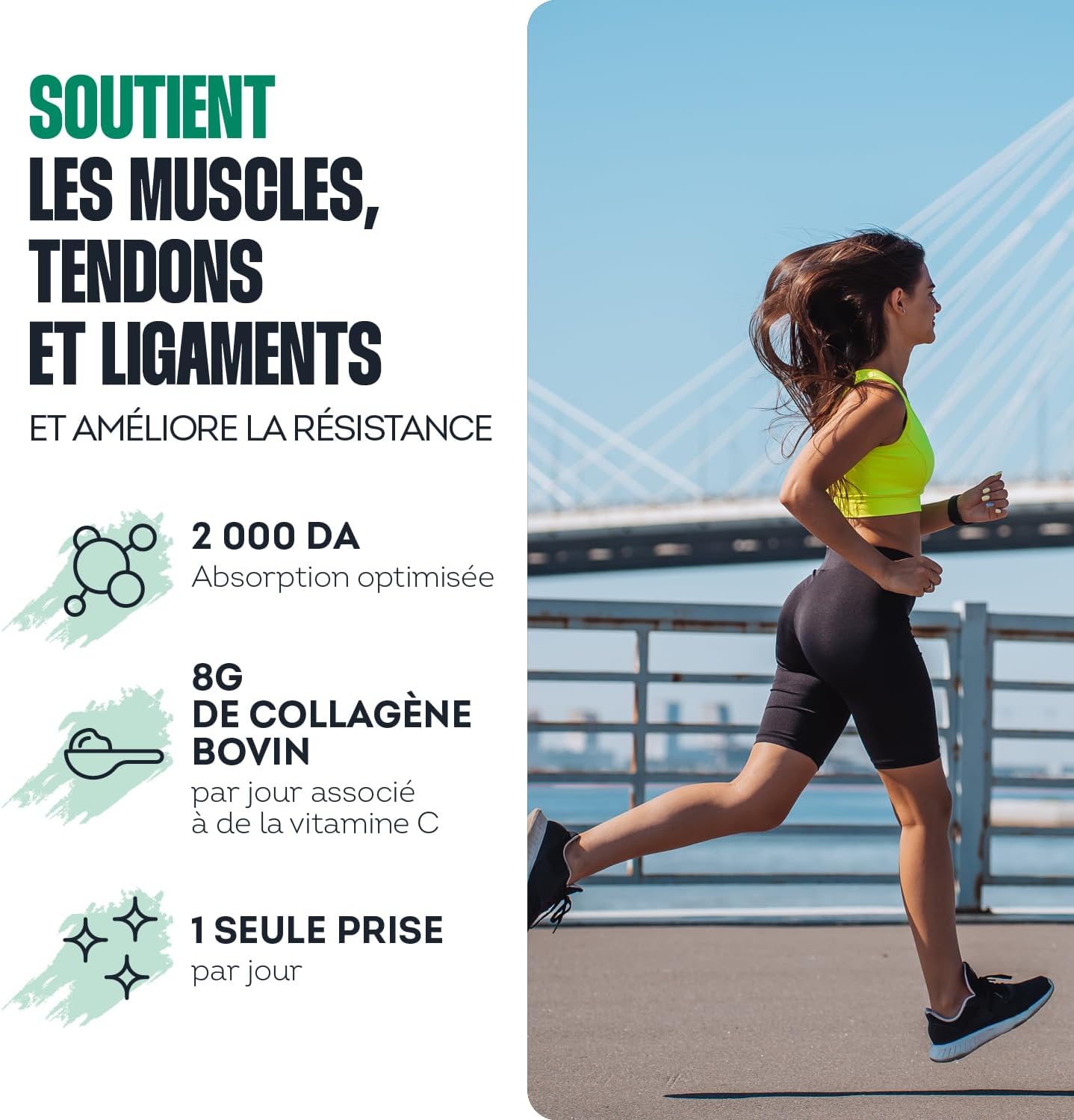 Peptides de Collagène Peptan 300g - Complément alimentaire sport avec Collagène Bovin - Articulations, Récupération, Peau & Tonicité - Goût Exotique - Fabriqué en France