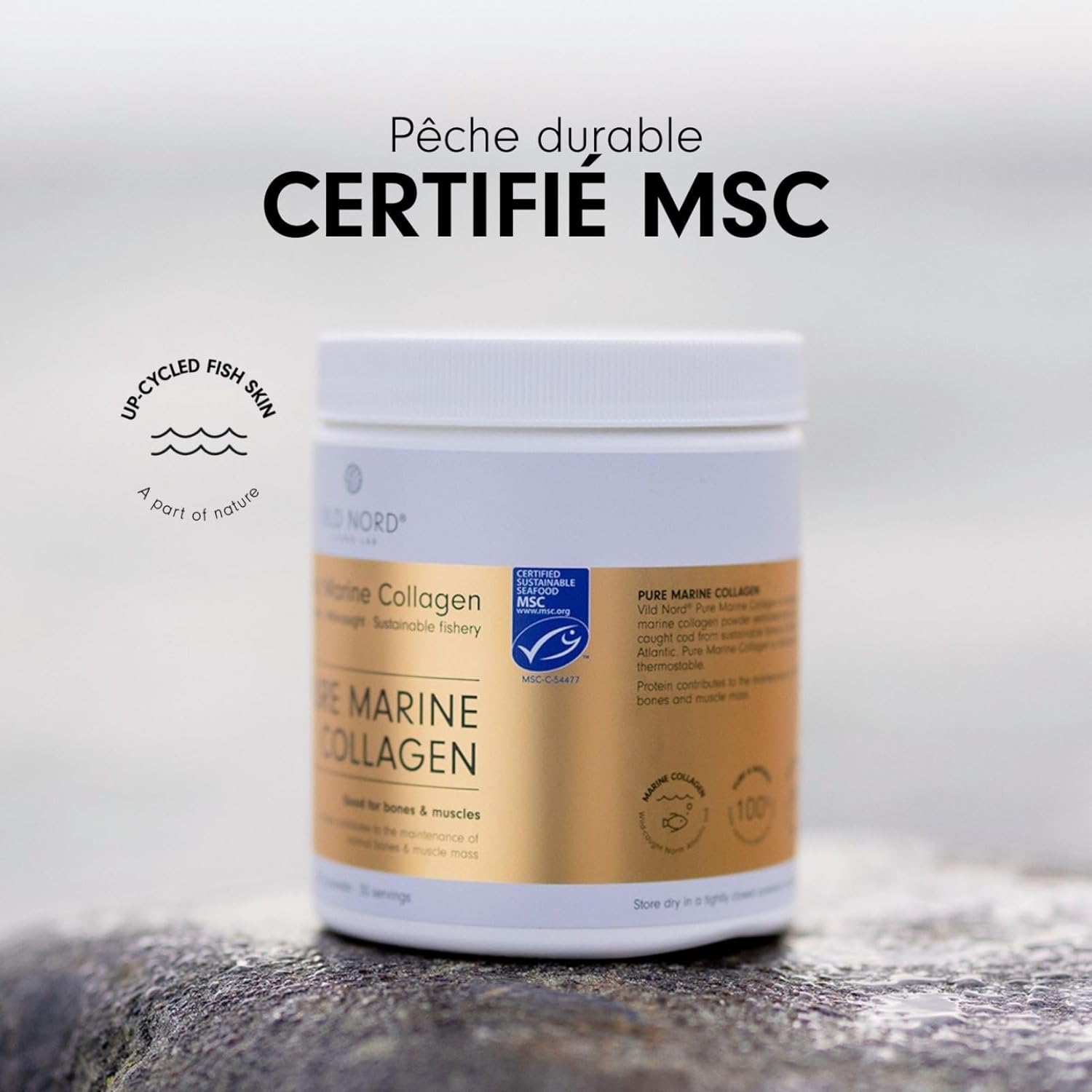 Poudre de Collagène Marin Pur - 150 g, 30 portions - Peptides de Collagène Hydrolysé à 100% Type 1, pour la Peau, les Muscles, les Cheveux, les Ongles, les Articulations et les Os