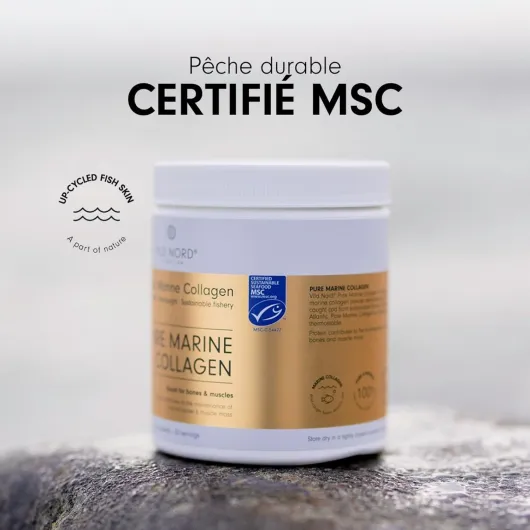 Poudre de Collagène Marin Pur - 150 g, 30 portions - Peptides de Collagène Hydrolysé à 100% Type 1, pour la Peau, les Muscles, les Cheveux, les Ongles, les Articulations et les Os