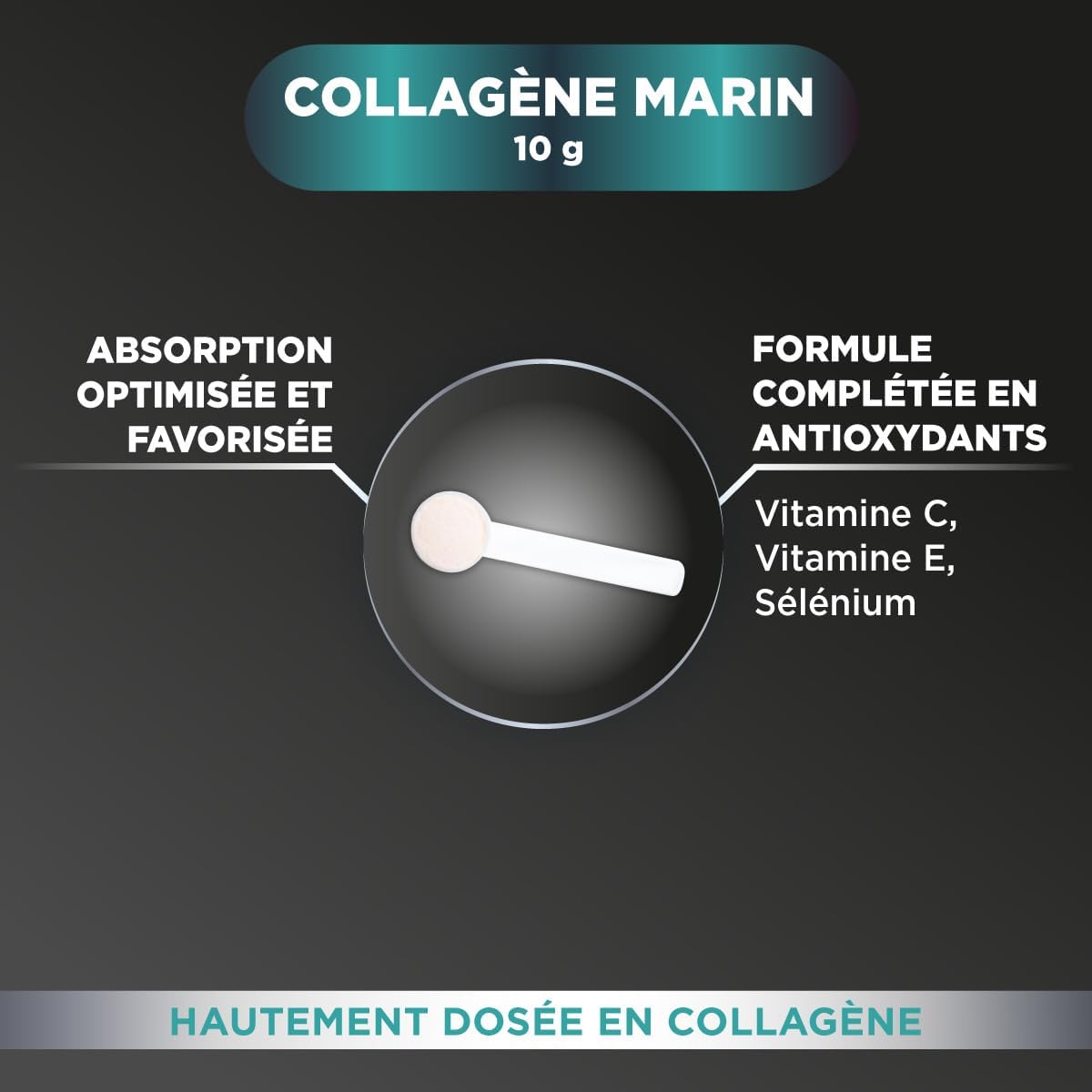 Expert Beauté Collagène Marin 10g - Beauté de la Peau & Antioxydant - Peptides de collagène marin type 1 - Vitamines C E, Sélénium, Bêta-carotène - Lot de 2-1 cuill./jour, 40 jours