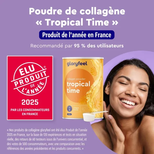 Poudre de Collagène 500g, 12500mg de Collagène Hydrolysé par Dose, Arôme Tropical, Enrichi en Vitamine C, Zinc et Cuivre, Soutient la Peau, les Ongles et les Cheveux*, Sans Additifs
