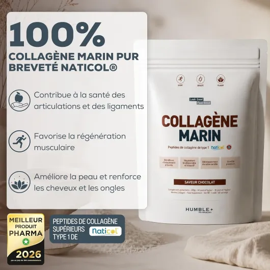 + Collagène Marin en Poudre – Peptides de Collagène Type 1 Saveur Chocolat – Soutien Peau, Cheveux, Ongles & Anti-Âge – Fabriqué en France – 300 g (60 Doses) Chocolate