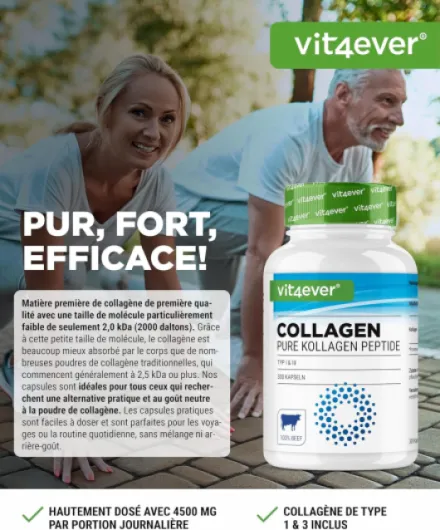 Collagen 300 Capsules - 4500mg de Collagène Bioactif Hydrolysé Peptides par Dose Journalière - Collagène Type 1 & 3 - Alternative à la Poudre - Hautement Dosé 300 unité (Lot de 1)
