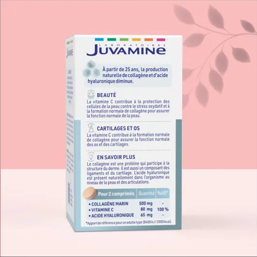 Collagène Marin et Acide Hyaluronique, Vitamine C, Beauté, Peau et Articulations, Programme de 30 jours, 60 Comprimés, Fabriqué en France 60 unité (Lot de 1)