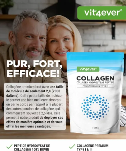 Collagène en Poudre 500 g - 100% Collagène Bioactif Hydrolysat Peptides - Type 1 et 3 - Goût Neutre - sans Additifs Paquet de 500 g
