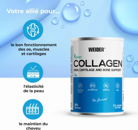 Collagen Pack DUO - Peptide de collagène hydrolisé Peptan Enrichi d’acide hyaluronique, de magnésium et de vitamine C - Pour la santé des os et des articulations - Sans arôme - 300g