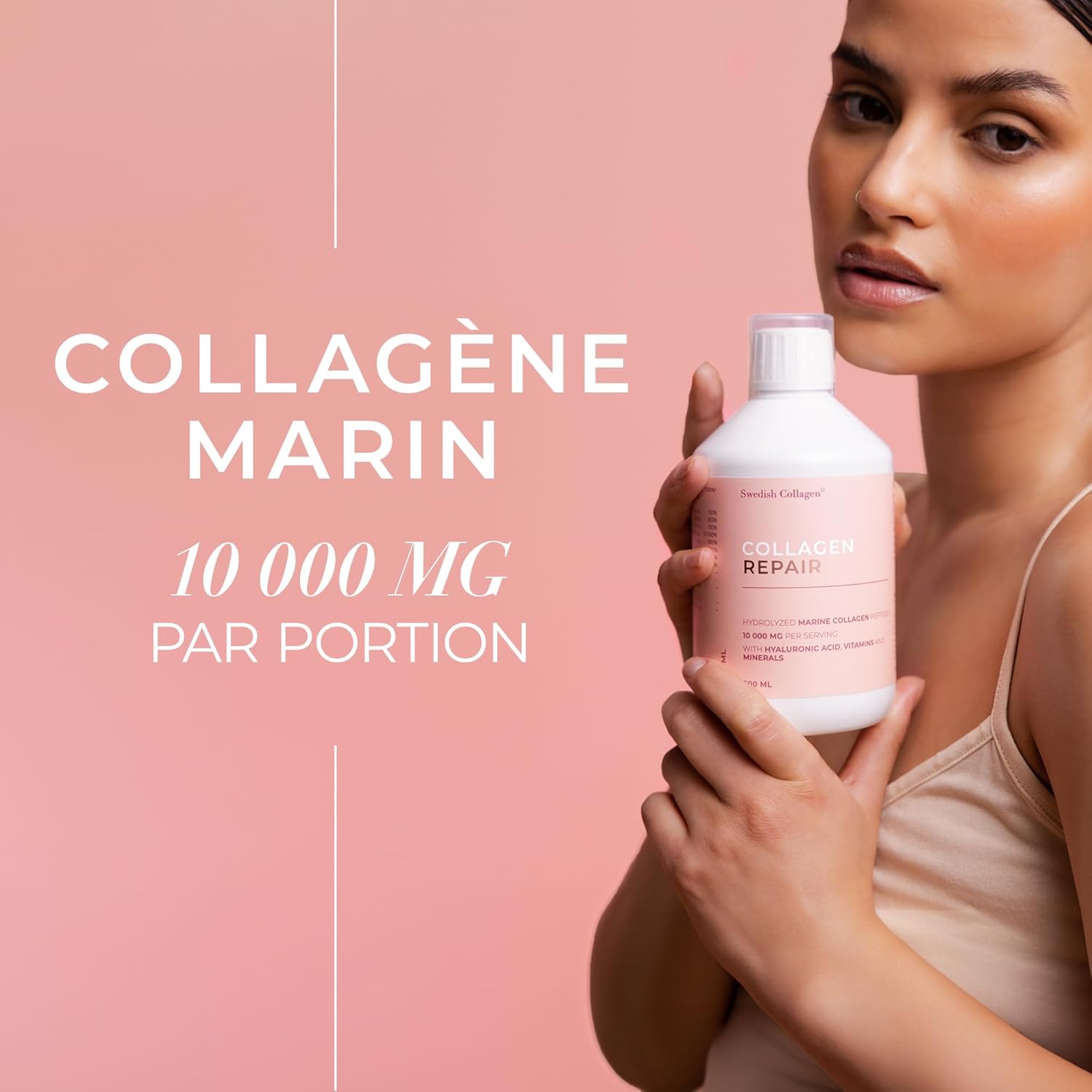 10 000 mg Collagène Marin Liquide 500 ml 20 Jours Types 1 et 3 Peptides Vitamines Cheveux Peau Ongles Articulations Sans Sucre pour Homme et Femme 500 ml (Lot de 1)